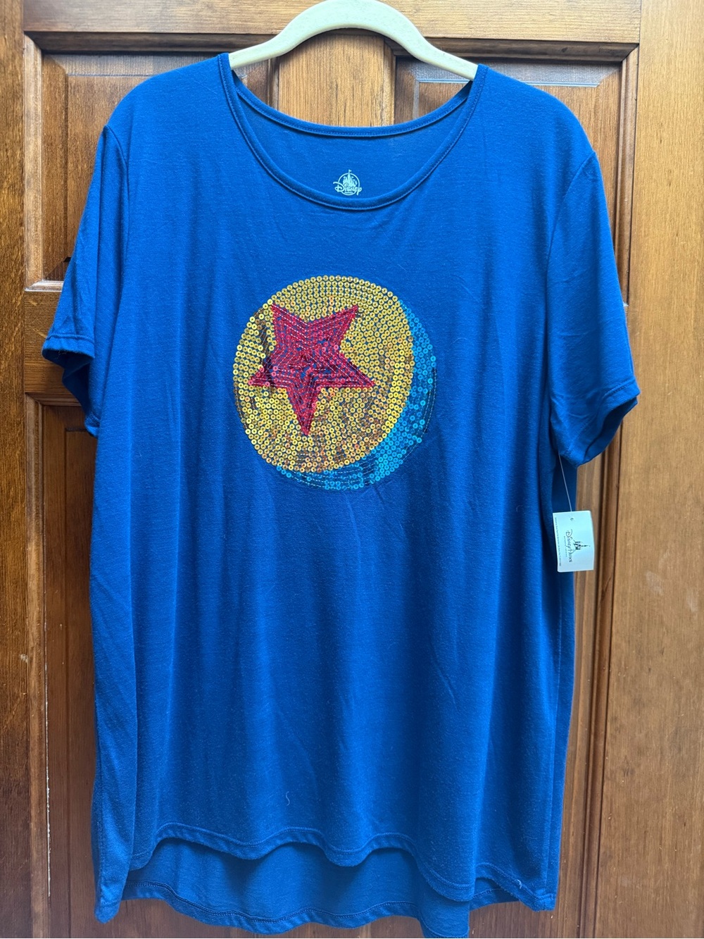 Disney Women's Blue Short Sleeve Tee with Toy Story Ball